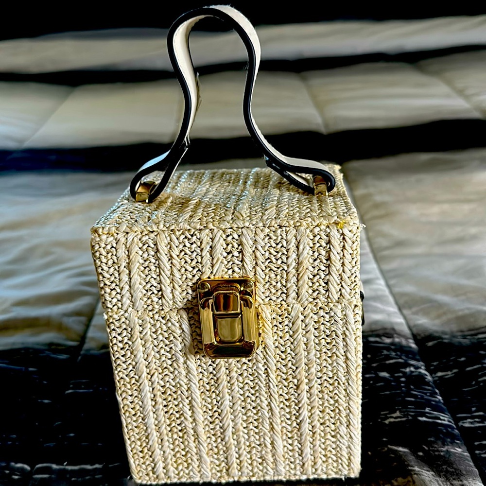 Apricot Straw crossbody/ Hand Bag (Mini)